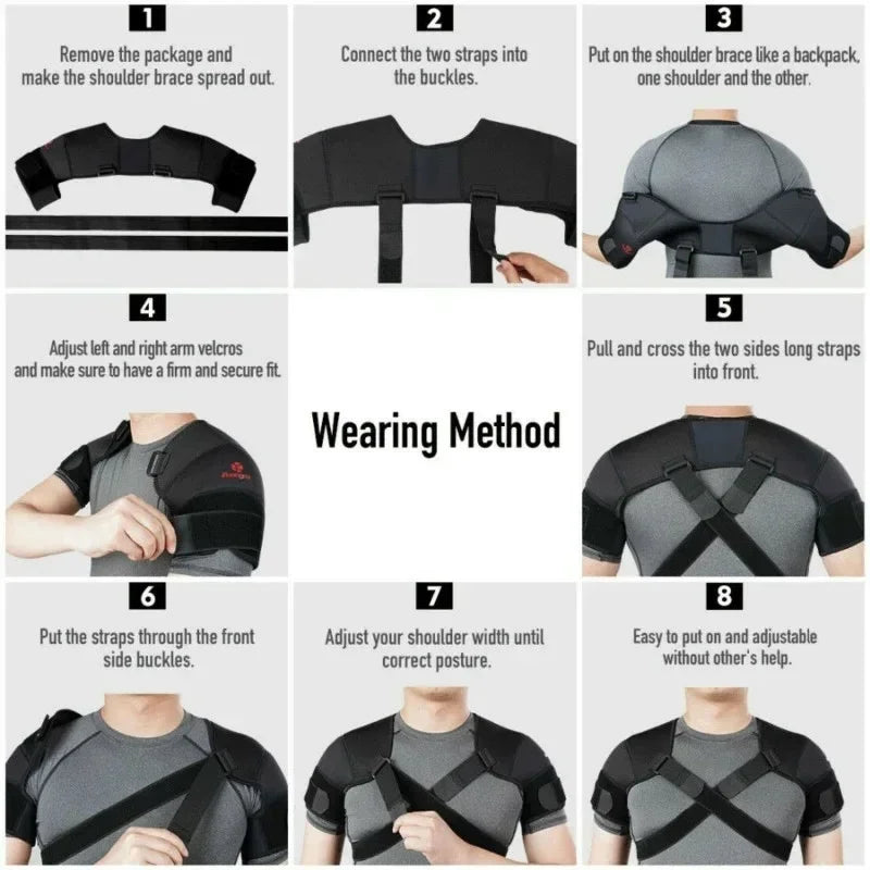 Double Shoulder Warm Compression Sleeve Wrap Recovery Office Home Knit Cashmere Guard for Rotator Cuff Shoulder Chronic Tendonit