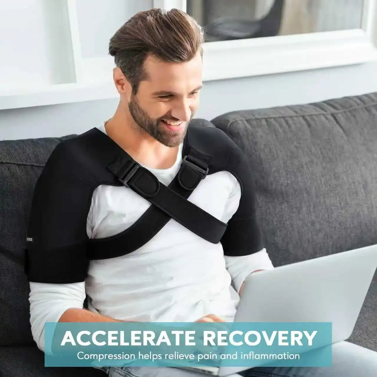 Double Shoulder Warm Compression Sleeve Wrap Recovery Office Home Knit Cashmere Guard for Rotator Cuff Shoulder Chronic Tendonit